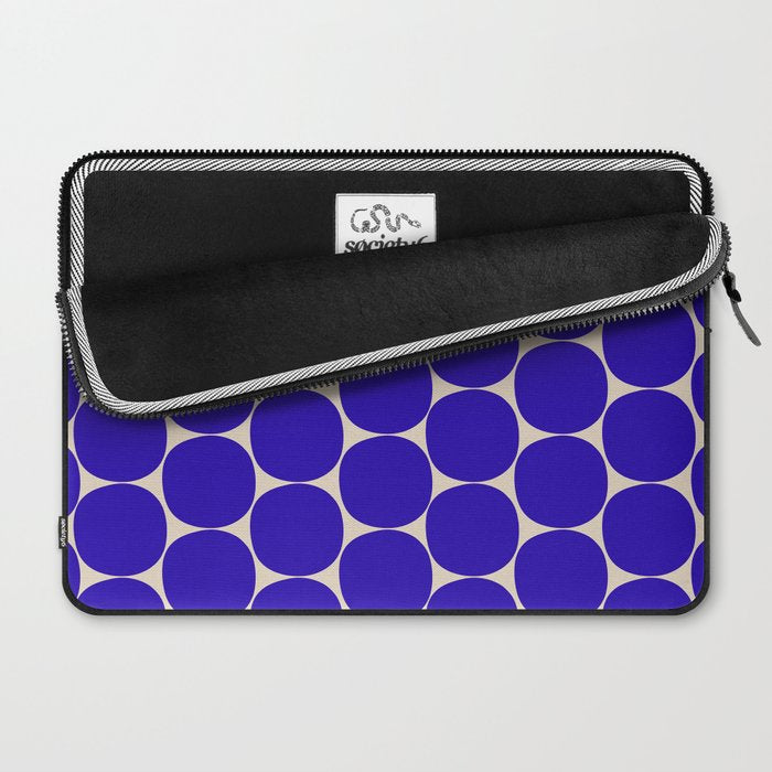 Mid Mod Dots Retro Contemporary Pattern in Cobalt Blue and Beige Laptop Sleeve Gallery Image 2