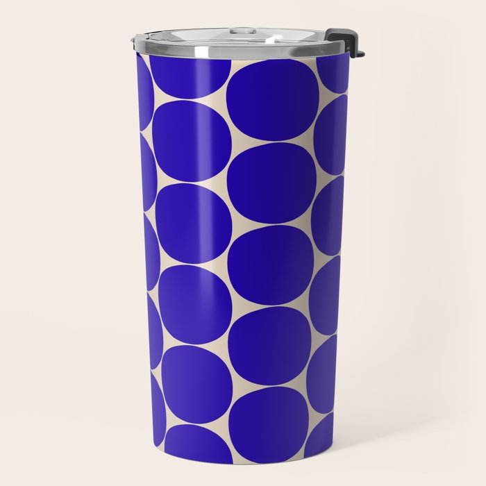 Mid Mod Dots Retro Contemporary Pattern in Cobalt Blue and Beige Travel Mug Gallery Image 2