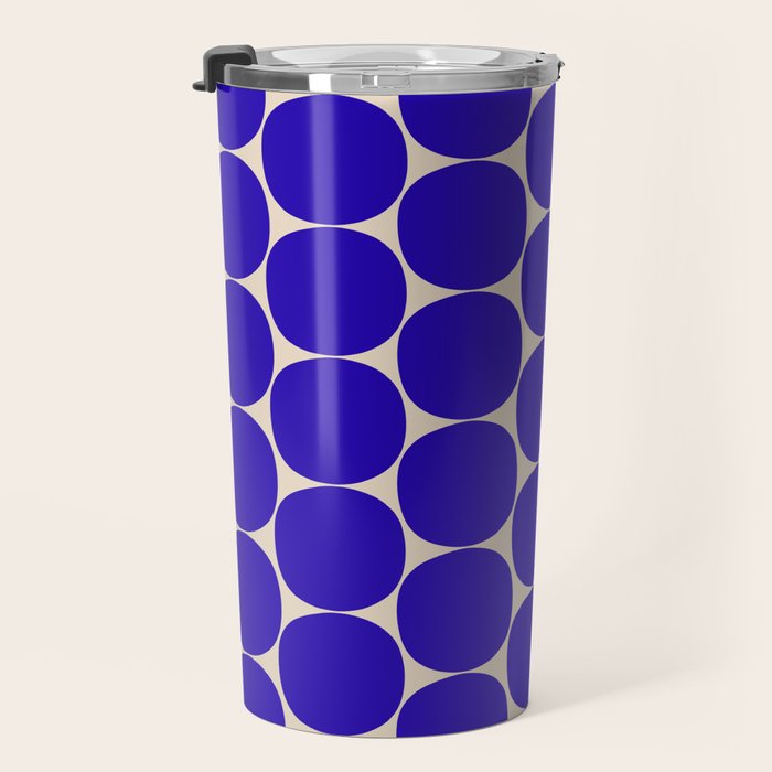 Mid Mod Dots Retro Contemporary Pattern in Cobalt Blue and Beige Travel Mug Gallery Image 3
