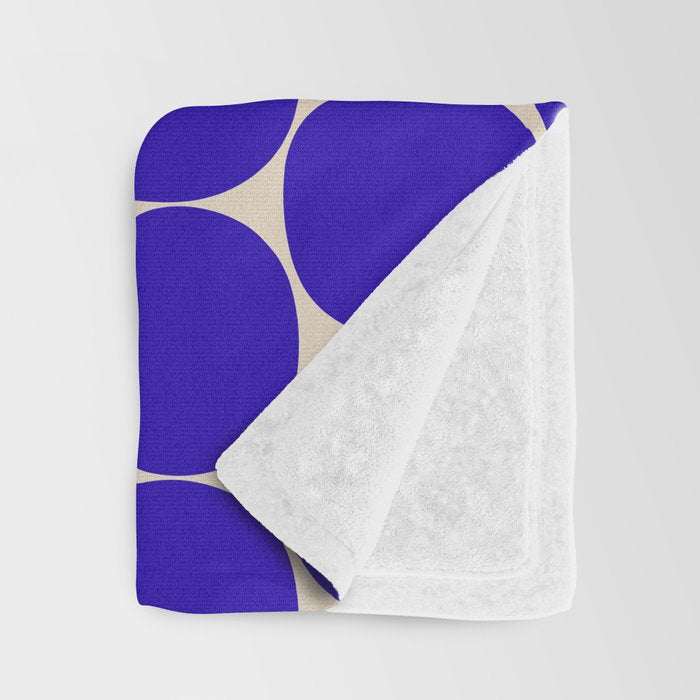 Mid Mod Dots Retro Contemporary Pattern in Cobalt Blue and Beige Throw Blanket Gallery Image 3