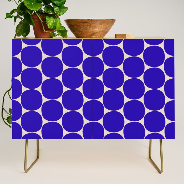 Mid Mod Dots Retro Contemporary Pattern in Cobalt Blue and Beige Credenza Gallery Image 1