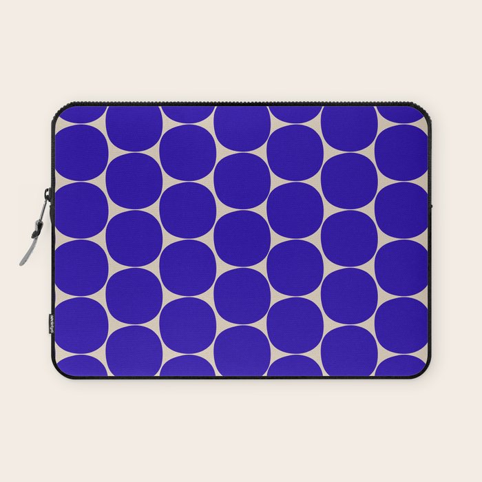 Mid Mod Dots Retro Contemporary Pattern in Cobalt Blue and Beige Laptop Sleeve Gallery Image 1