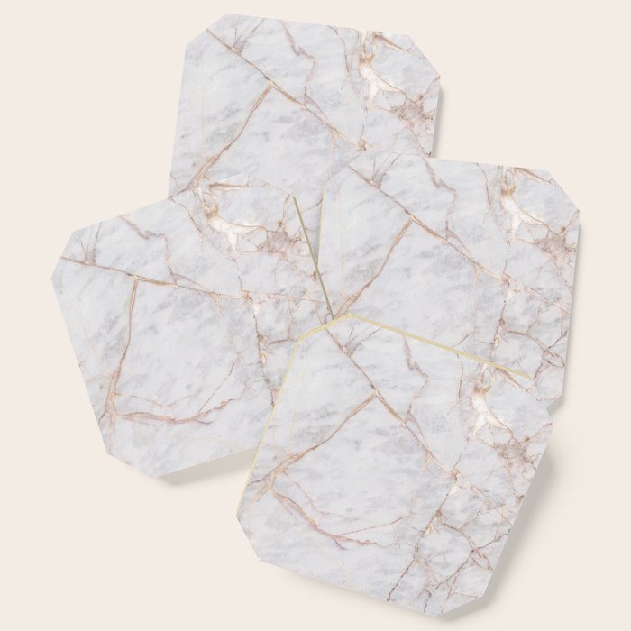 White Italian Marble & Gold Coaster Gallery Image 1