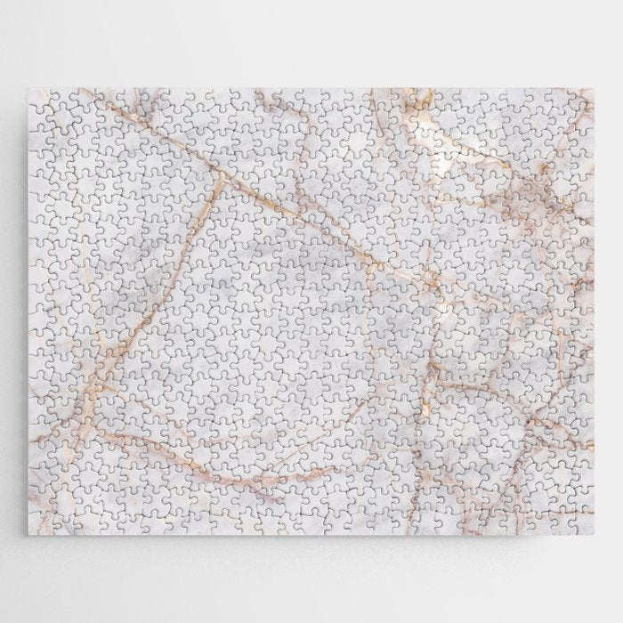 White Italian Marble & Gold Jigsaw Puzzle Gallery Image 1