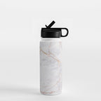 White Italian Marble & Gold Water Bottle Gallery Image 1