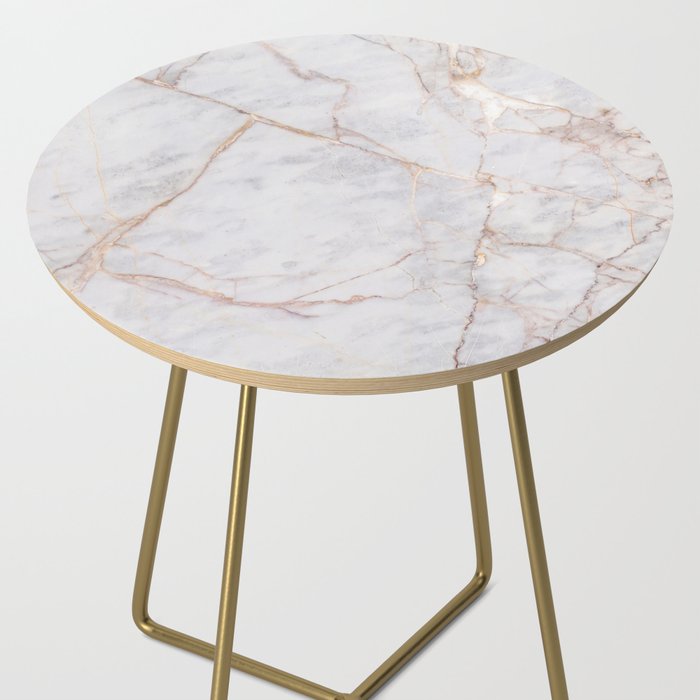 White Italian Marble & Gold Side Table Gallery Image 2