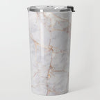 White Italian Marble & Gold Travel Mug Gallery Image 2
