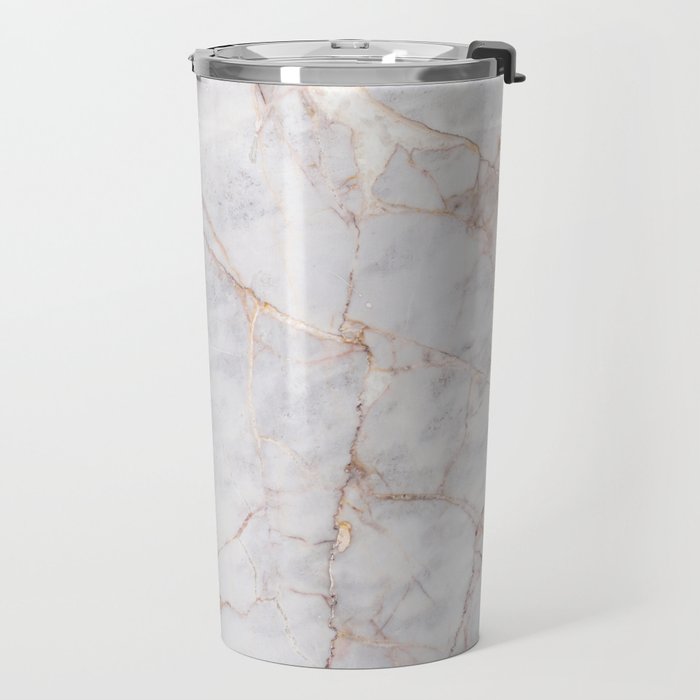 White Italian Marble & Gold Travel Mug Gallery Image 2
