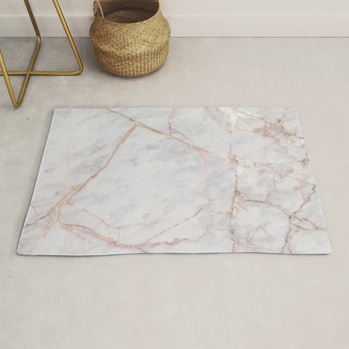 White Italian Marble & Gold Rug Gallery Image 1