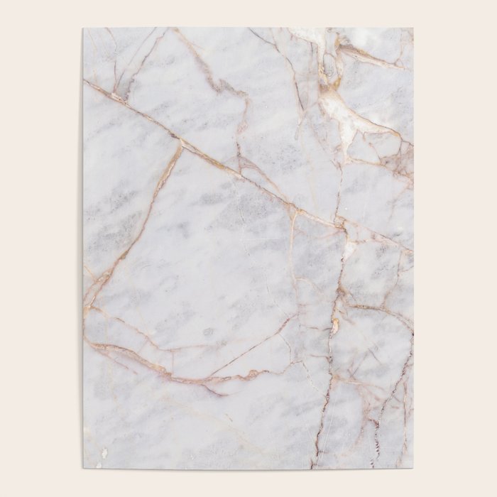 White Italian Marble & Gold Poster Gallery Image 1