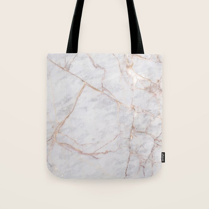 White Italian Marble & Gold Tote Bag Gallery Image 1