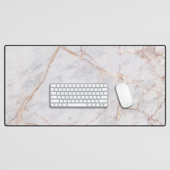 White Italian Marble & Gold Desk Mat Gallery Image 1