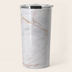 White Italian Marble & Gold Travel Mug Gallery Image 1