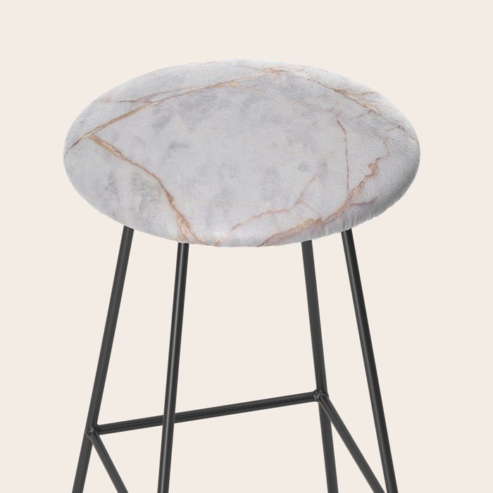 White Italian Marble & Gold Stool Gallery Image 2