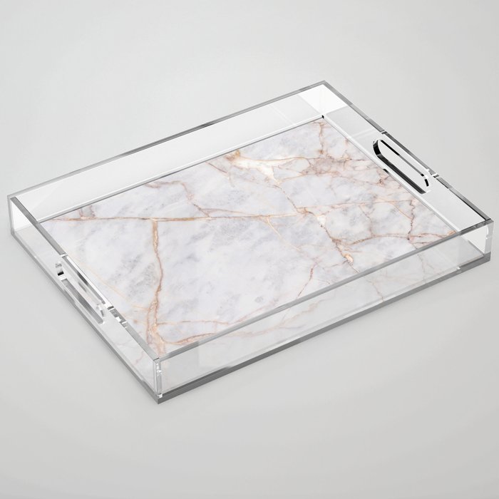 White Italian Marble & Gold Acrylic Tray Gallery Image 1