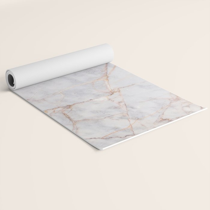 White Italian Marble & Gold Yoga Mat Gallery Image 2
