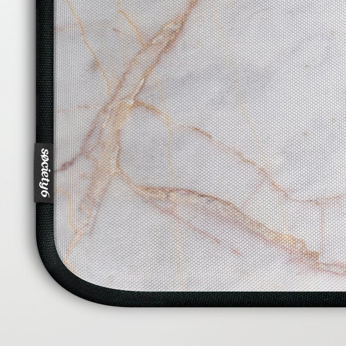 White Italian Marble & Gold Laptop Sleeve Gallery Image 3