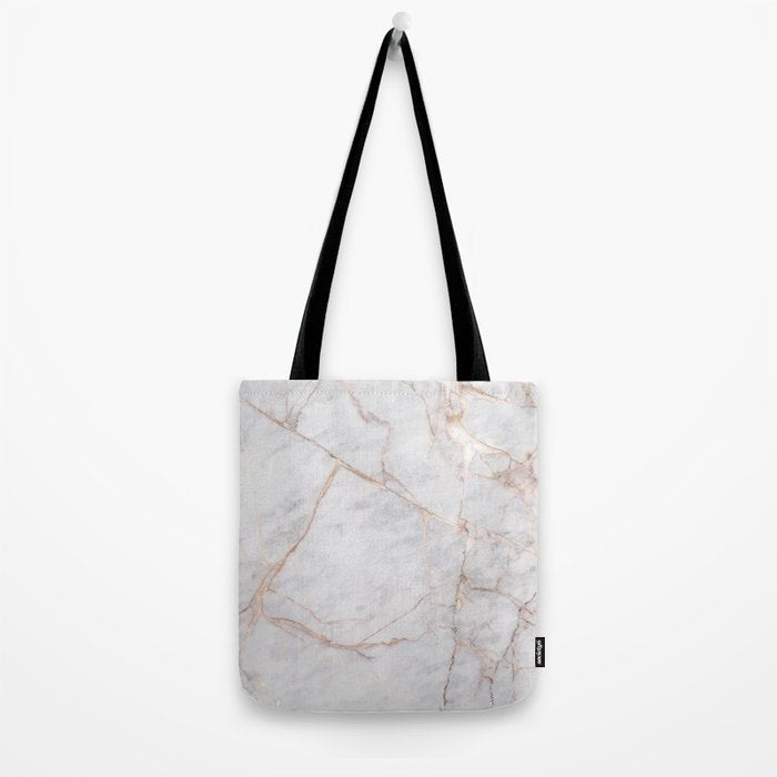 White Italian Marble & Gold Tote Bag Gallery Image 2