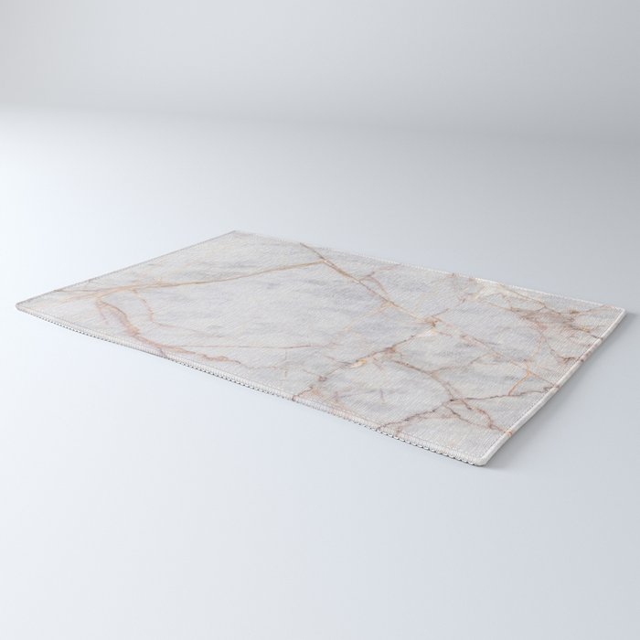 White Italian Marble & Gold Rug Gallery Image 3