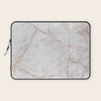 White Italian Marble & Gold Laptop Sleeve Gallery Image 1