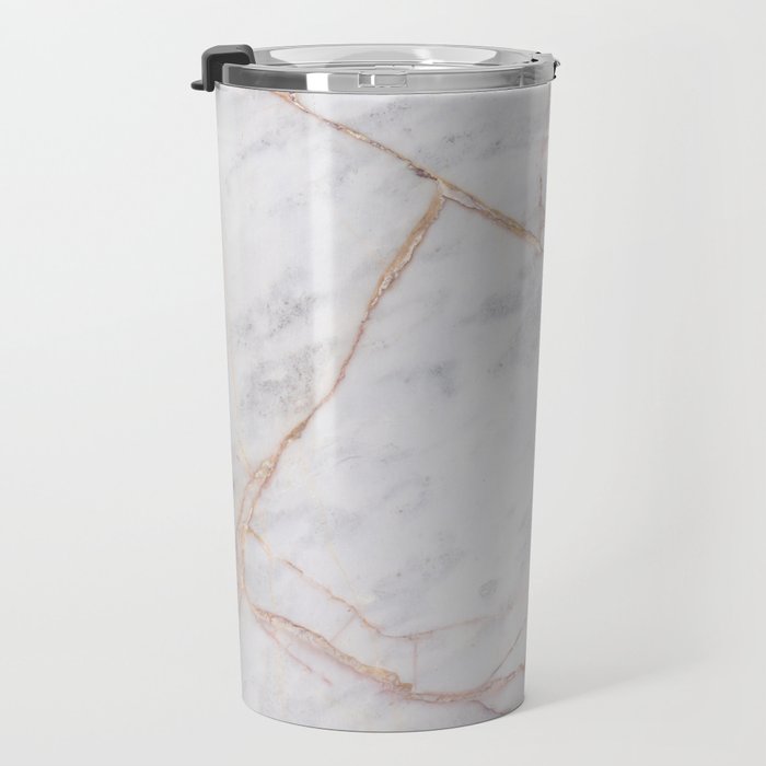 White Italian Marble & Gold Travel Mug Gallery Image 3