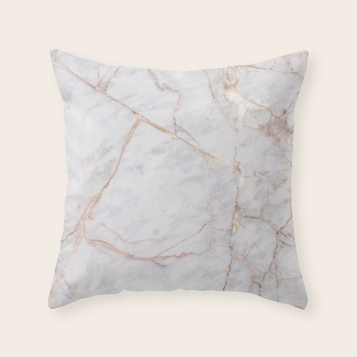 White Italian Marble & Gold Throw Pillow Gallery Image 1