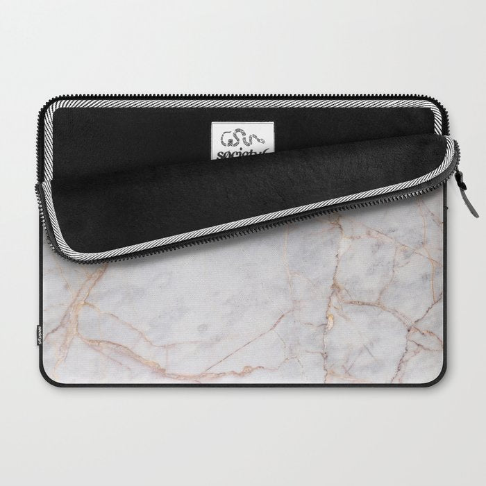 White Italian Marble & Gold Laptop Sleeve Gallery Image 2