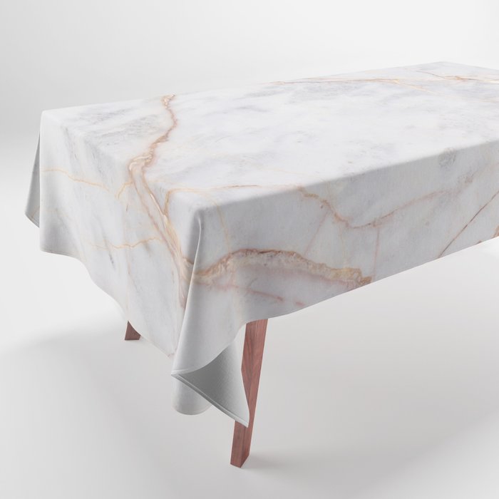 White Italian Marble & Gold Tablecloth Gallery Image 1