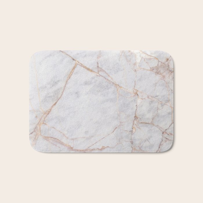 White Italian Marble & Gold Bath Mat Gallery Image 1