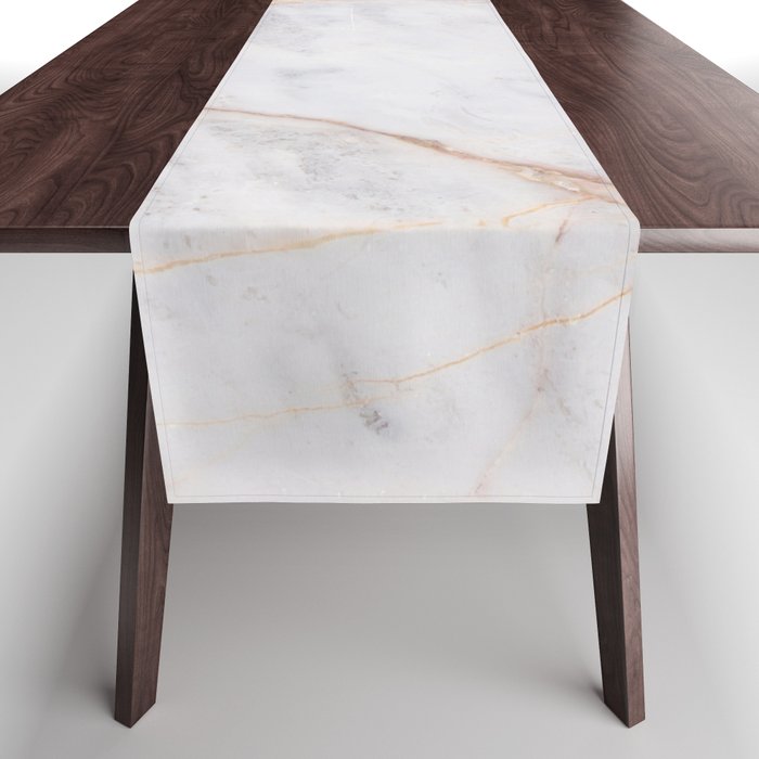 White Italian Marble & Gold Table Runner Gallery Image 1