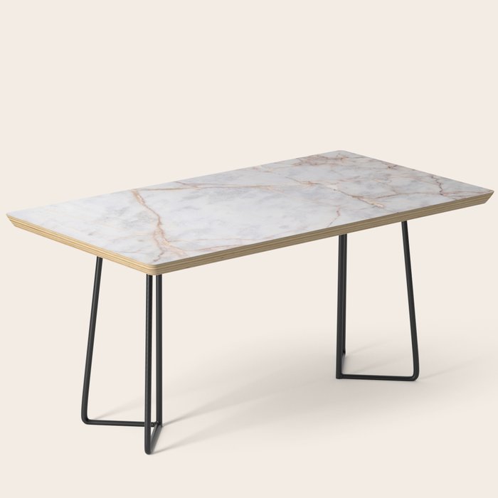 White Italian Marble & Gold Coffee Table Gallery Image 1