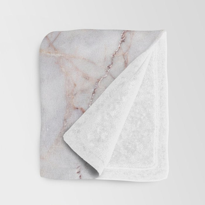 White Italian Marble & Gold Throw Blanket Gallery Image 3