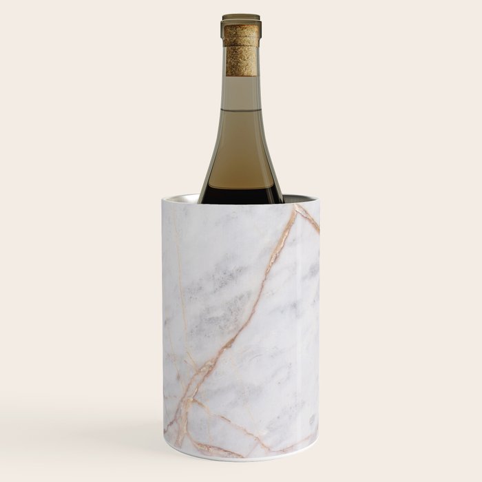 White Italian Marble & Gold Wine Chiller Gallery Image 2