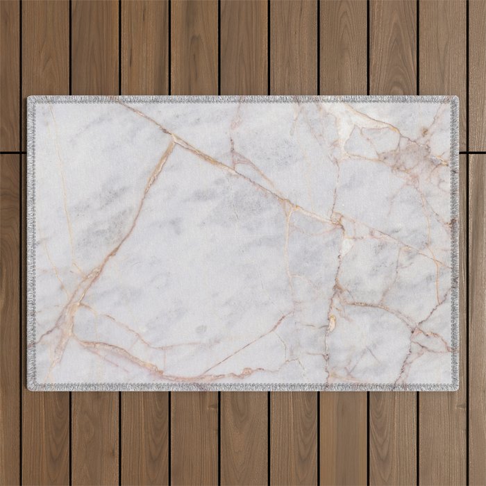 White Italian Marble & Gold Outdoor Rug Gallery Image 1