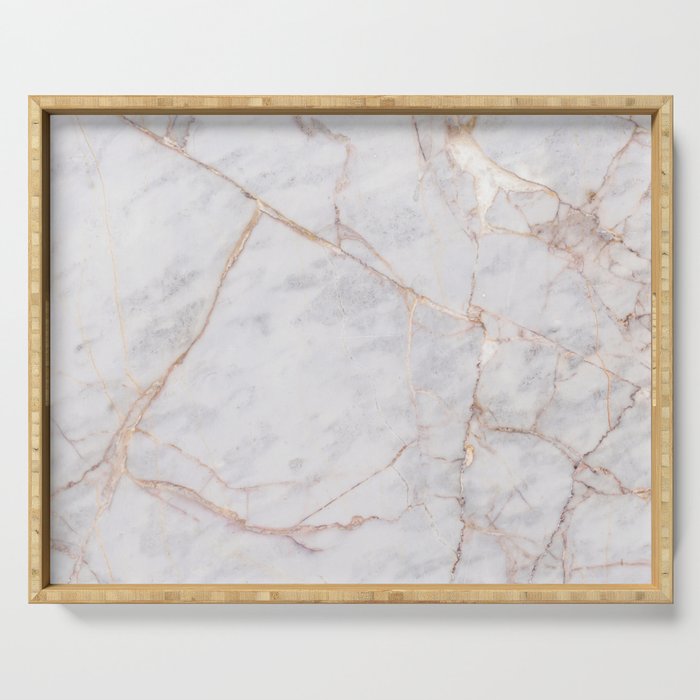 White Italian Marble & Gold Serving Tray Gallery Image 1