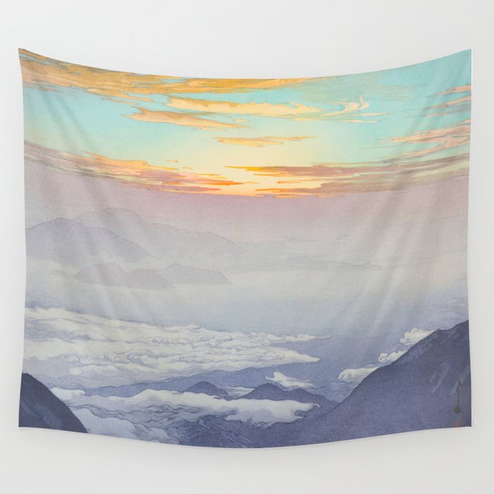 Sea of Clouds (Unkai, Ho-o-San) Hiroshi Yoshida Modern Japanese Woodblock Print Wall Tapestry Gallery Image 1