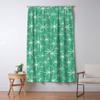 Mid Century Modern Twinkling Stars Retro Atomic Pattern in Green Teal Window Curtain Gallery Image 5