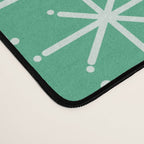 Mid Century Modern Twinkling Stars Retro Atomic Pattern in Green Teal Desk Mat Gallery Image 4