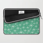 Mid Century Modern Twinkling Stars Retro Atomic Pattern in Green Teal Laptop Sleeve Gallery Image 2