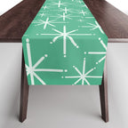 Mid Century Modern Twinkling Stars Retro Atomic Pattern in Green Teal Table Runner Gallery Image 1