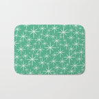 Mid Century Modern Twinkling Stars Retro Atomic Pattern in Green Teal Bath Mat Gallery Image 1
