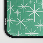 Mid Century Modern Twinkling Stars Retro Atomic Pattern in Green Teal Laptop Sleeve Gallery Image 3