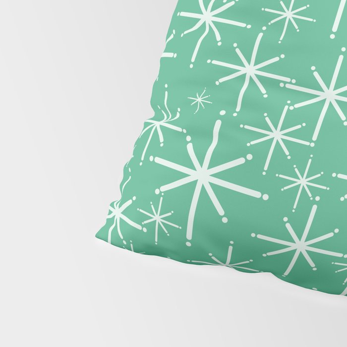 Mid Century Modern Twinkling Stars Retro Atomic Pattern in Green Teal Pillow Sham Gallery Image 4