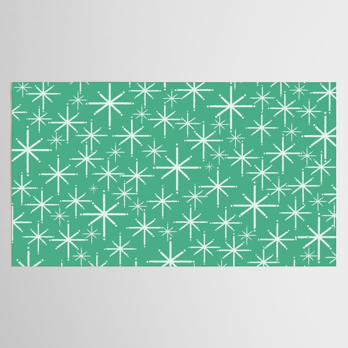 Mid Century Modern Twinkling Stars Retro Atomic Pattern in Green Teal Tablecloth Gallery Image 2