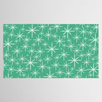 Mid Century Modern Twinkling Stars Retro Atomic Pattern in Green Teal Tablecloth Gallery Image 2
