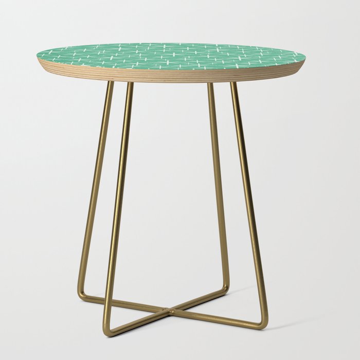 Mid Century Modern Twinkling Stars Retro Atomic Pattern in Green Teal Side Table Gallery Image 1