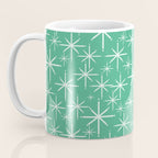 Mid Century Modern Twinkling Stars Retro Atomic Pattern in Green Teal Coffee Mug Gallery Image 3