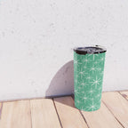Mid Century Modern Twinkling Stars Retro Atomic Pattern in Green Teal Travel Mug Gallery Image 4