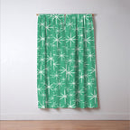 Mid Century Modern Twinkling Stars Retro Atomic Pattern in Green Teal Window Curtain Gallery Image 3