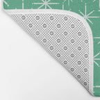 Mid Century Modern Twinkling Stars Retro Atomic Pattern in Green Teal Bath Mat Gallery Image 2